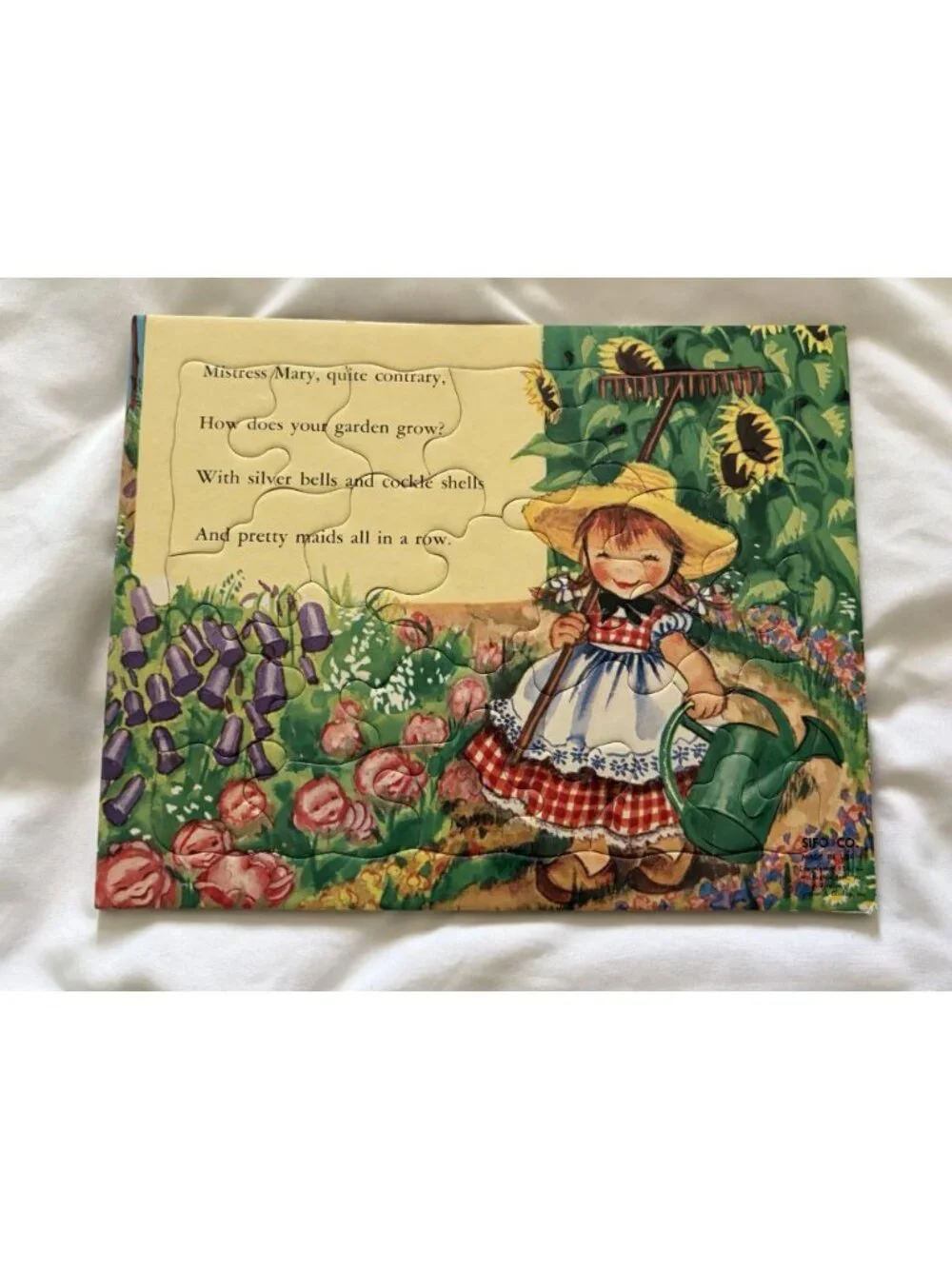 Vntg 1956 SIFO Fiberboard Inlay Puzzles FOUR in Original Box Nursery Rhyme 9Z1
